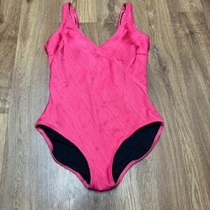Gottex Hot Pink Textured Fuax Wrap Scoop Back One Piece Swim Suit Womens Size 8